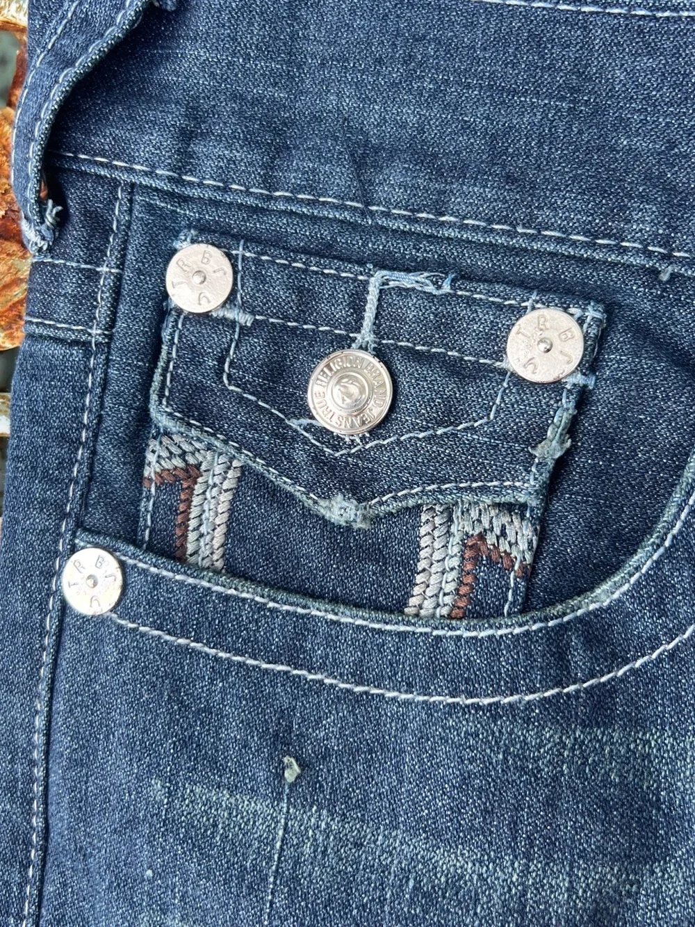 True Religion Men’s 32x32 Button Fly Bootcut Blue Jeans